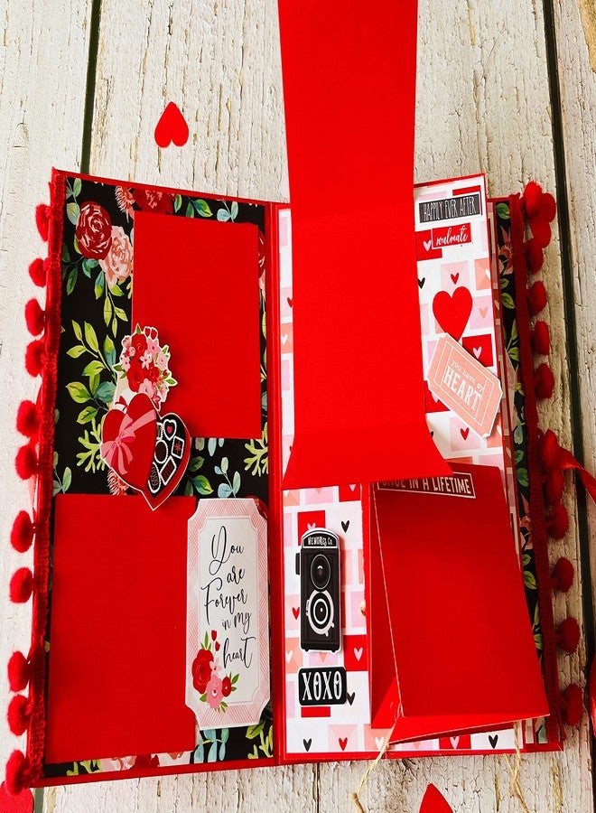 Crafted Forever 'Falling hearts in a jar' scrapbook photo album for anniversary, birthday, romantic memories - A5 size, holds 36 photos, satin closure… (Without Photos) - Image 4
